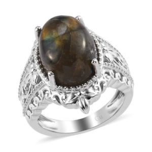 Labradorite Solitaire Ring